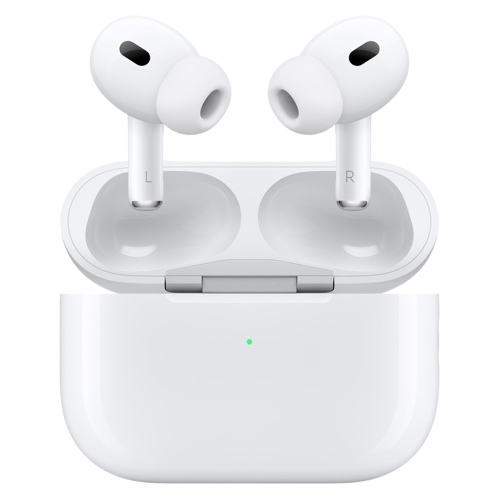 هدفون اپل بلوتوثی اپل AirPods Pro 2nd Generation با نویز کنسلینگ فعال (ANC)، نویز کنسلینگ میکروفون (ENC)، درگاه شارژ USB Type-C، با قابلیت شارژ بی‌سیم، دارای میکروفون دوگانه از نوع Beamforming، مقاومت در برابر رطوبت و عرق